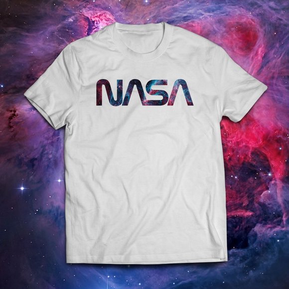 Nasa Nebula Worm Logo White Tee - Picture 1 of 2